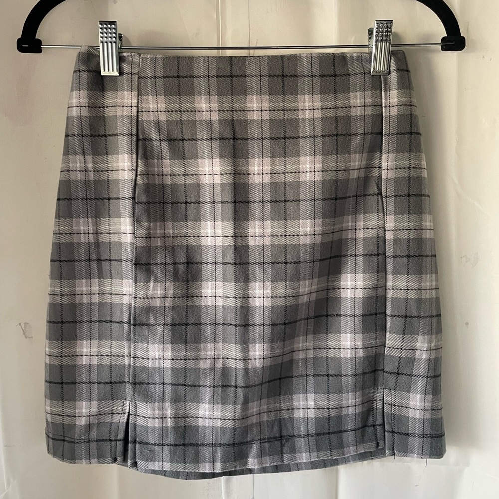 🎄Buy2Get1Free🎄Bluish gray plaid mini skirt